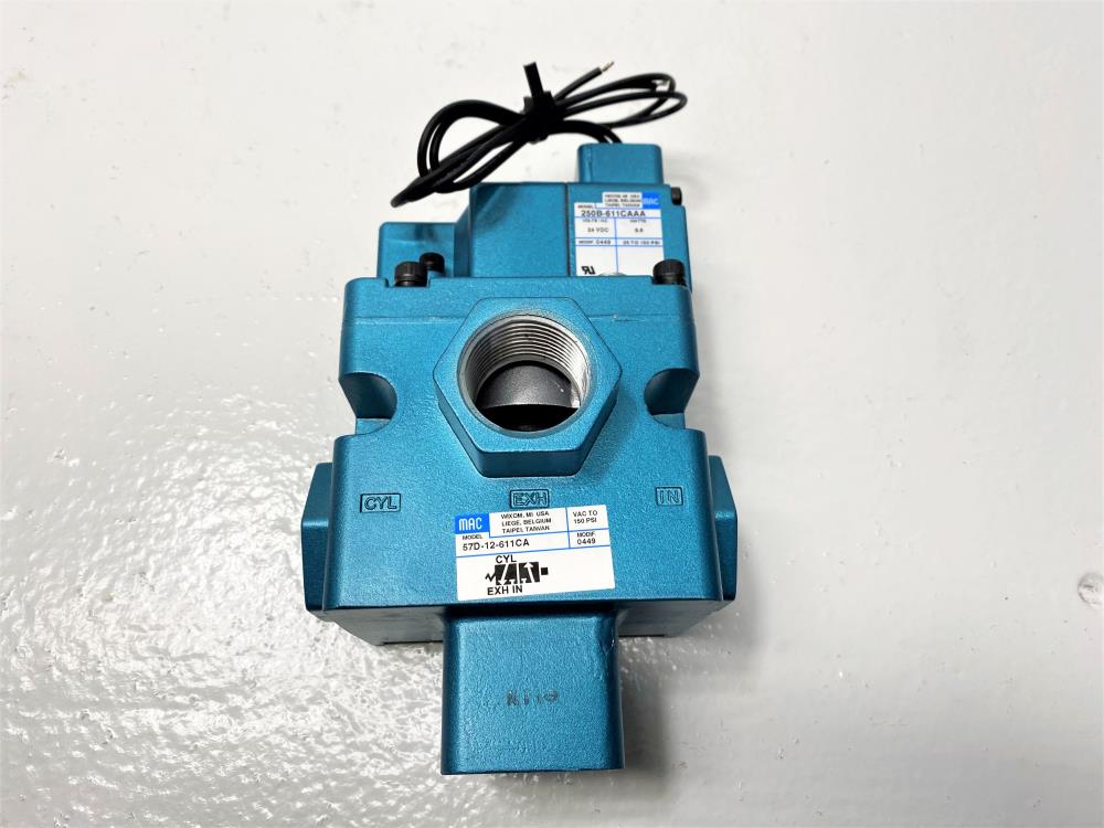 MAC 1" x 3/4" Solenoid Valve 57D-12-611CA, 250B-611CAAA, 25-150 PSI